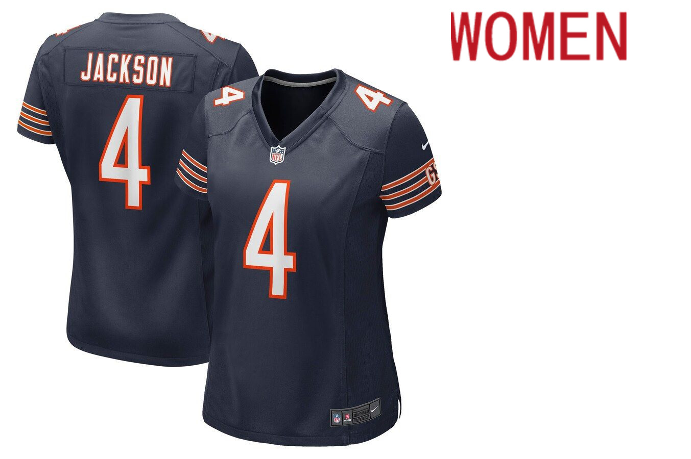 Women Chicago Bears #4 Eddie Jackson Nike Navy Game Player NFL Jersey